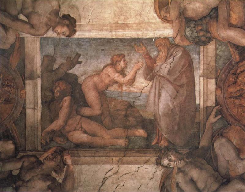 Michelangelo Buonarroti Die Erschaffung der Eva Norge oil painting art